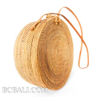 Large size circle handbag ata grass rattan hand woven handmade bali